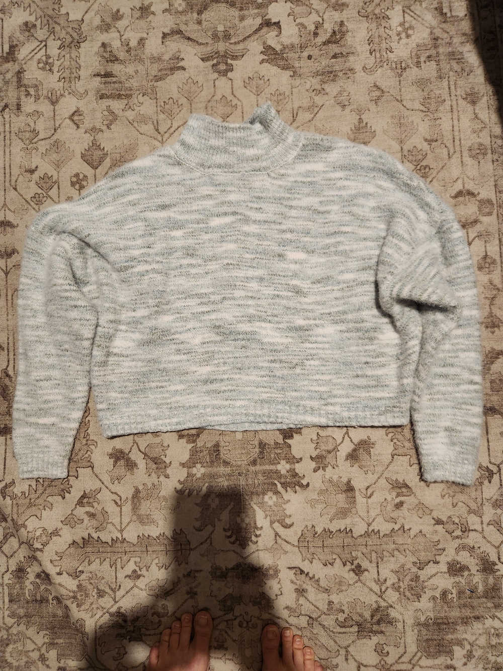 Sincerely Jules Heathered Light Gray Cropped Mock Neck Sweater